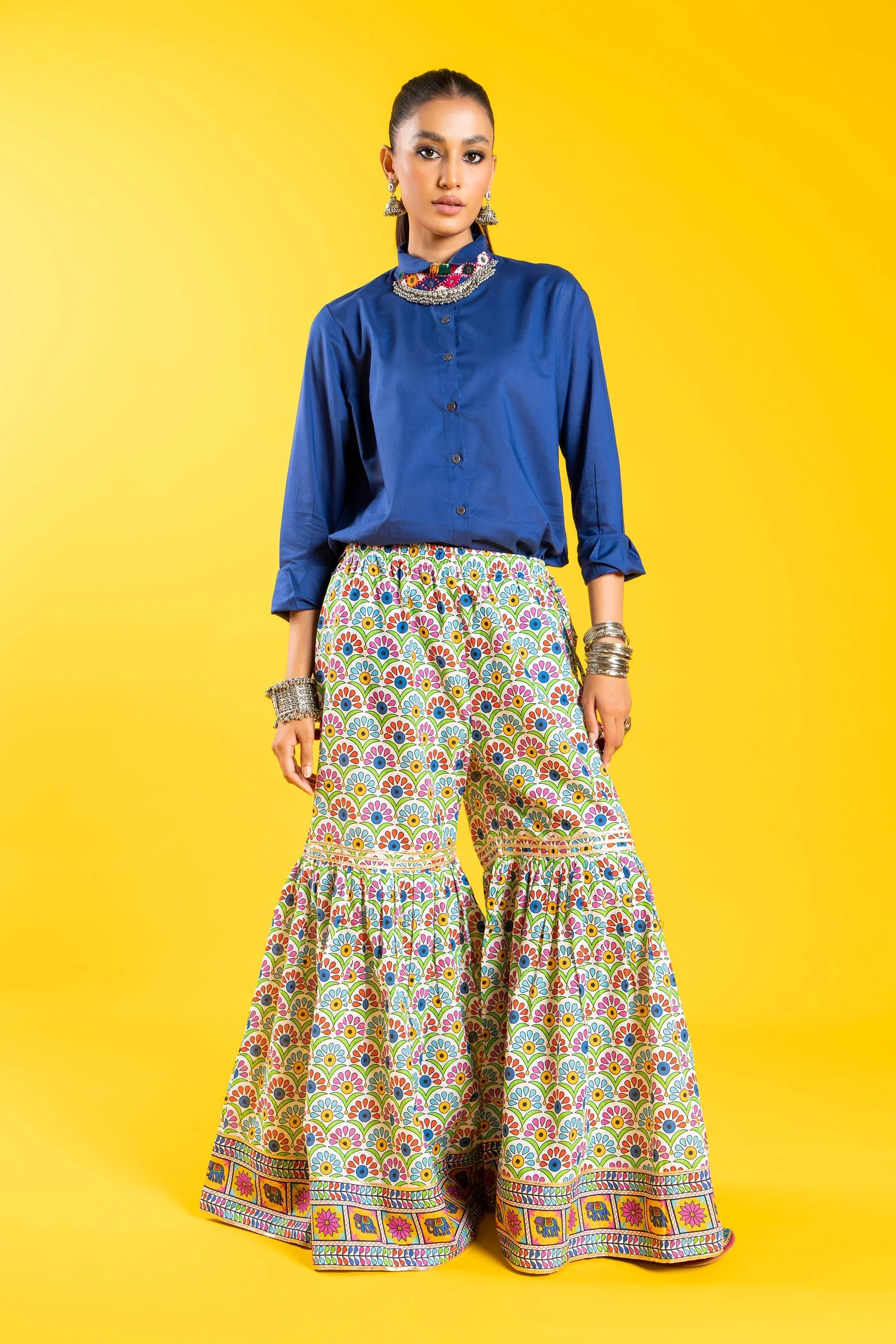 1 Piece Printed Cambric Gharara (CZ2670)