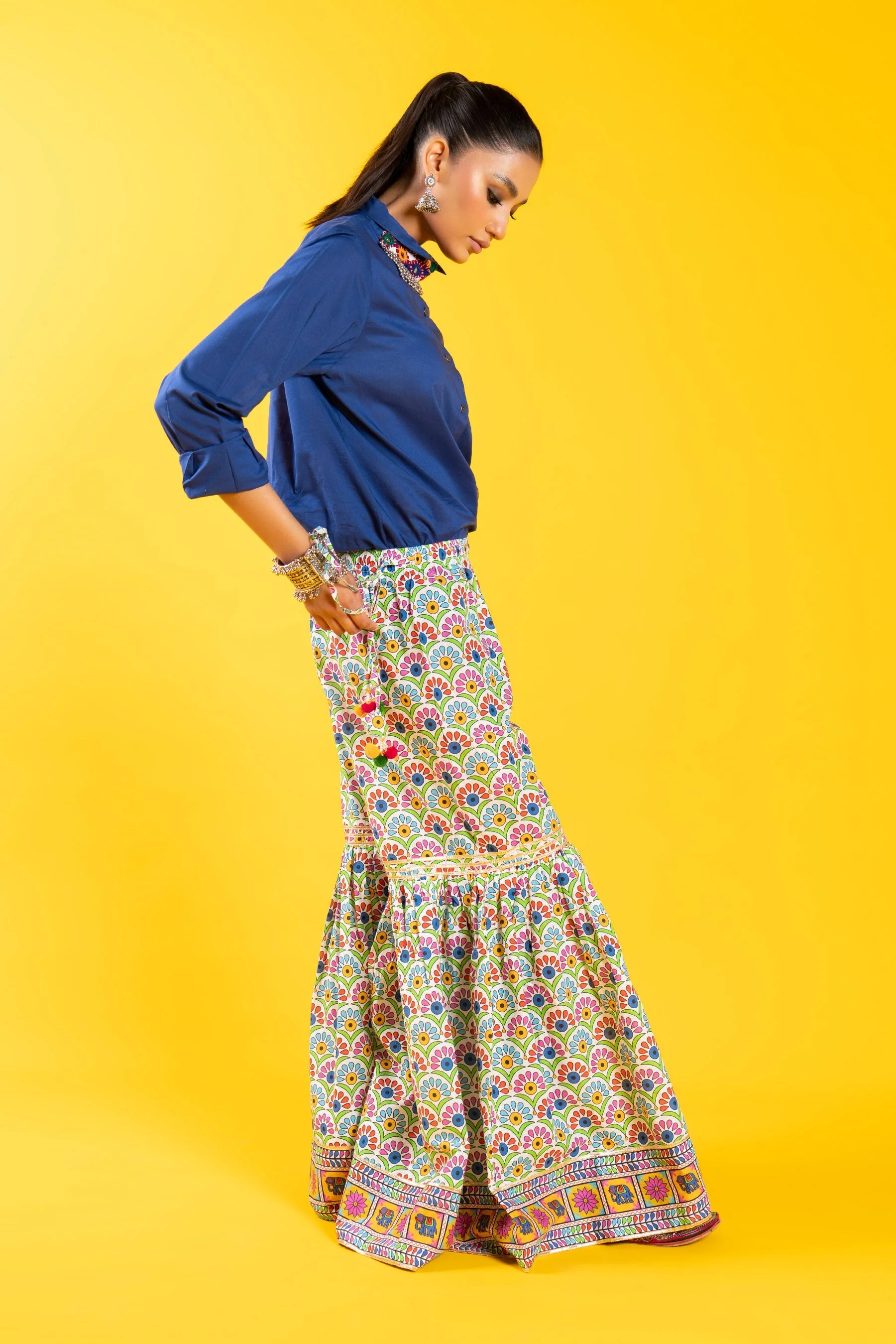 1 Piece Printed Cambric Gharara (CZ2670) - Image 2