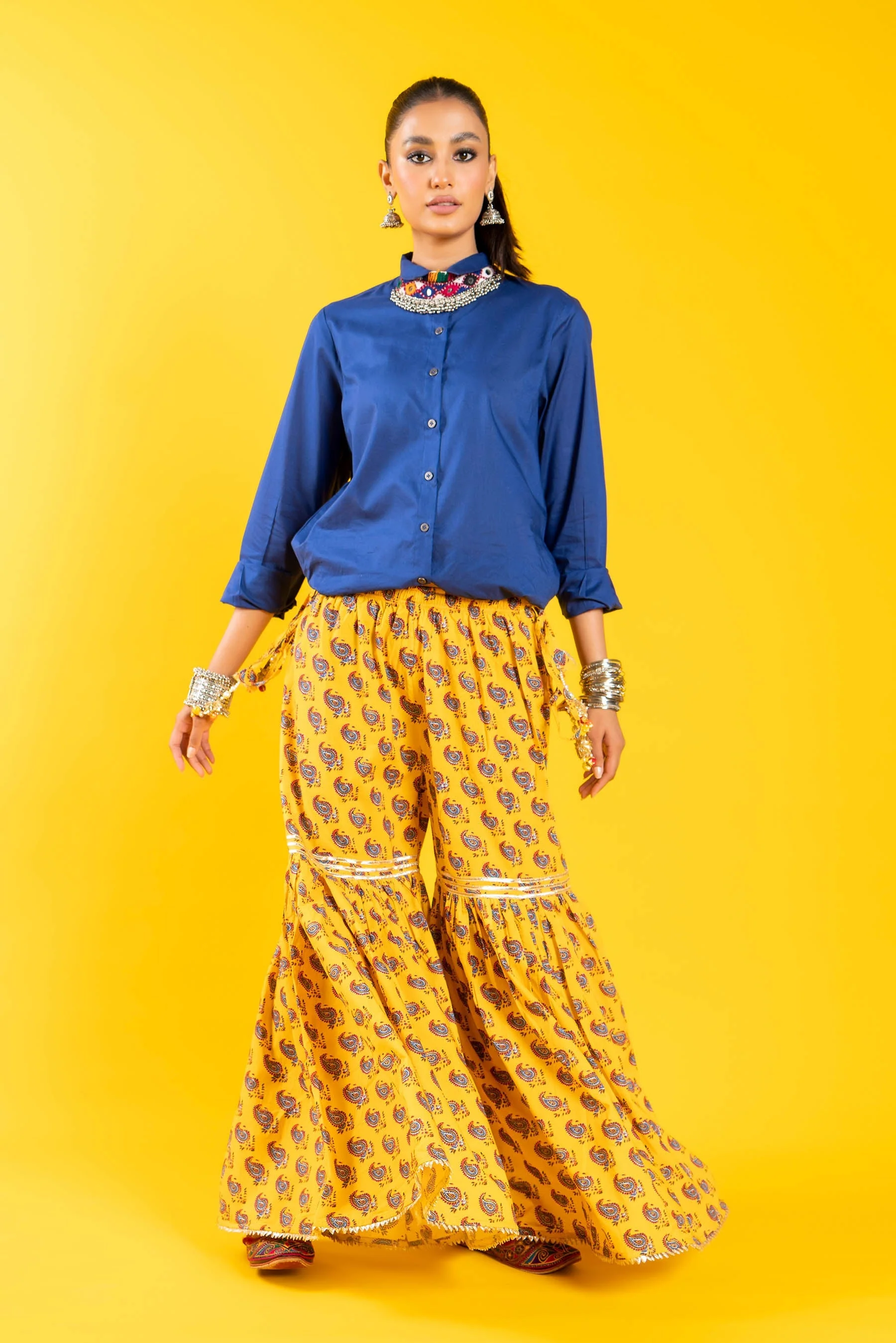 1 Piece Printed Cambric Gharara (CZ2685) - Image 2